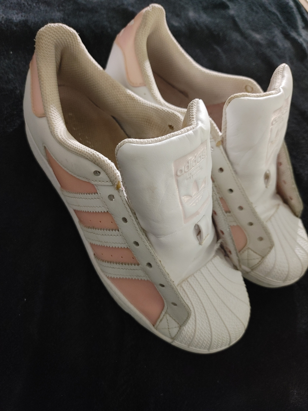 Adidas Women's White & Blush Superstar Slip-On Sneakers